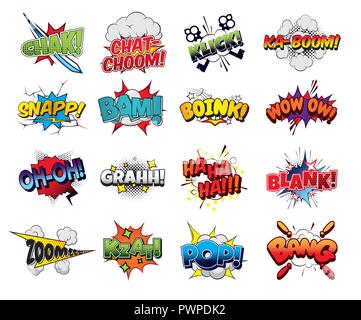 Collection vector comic sound effects pop art style template for your design Stock Vector