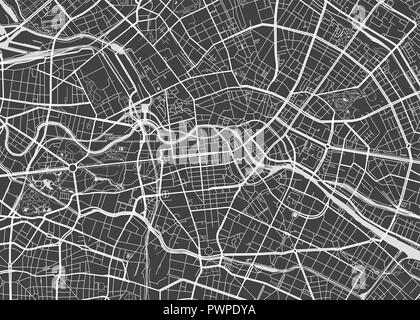 Vector detailed map Berlin detailed plan of the city, rivers and streets Stock Vector