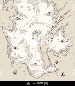 Vector old map, pirate treasure template for your design Stock Vector