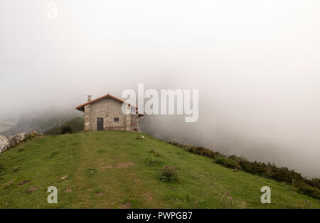 brick house in the mountains, in the covadonga lakes Stock Photo
