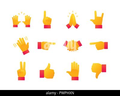 Emoji clap hand emoticon set encouragement cartoon applause icon. Clap ...