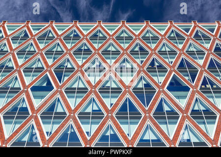 GOUDA, THE NETHERLANDS - 12 OCTOBER, 2018: Modern Dutch Architecture: Detail of the Town hall of the municipality of Gouda designed by Jos van Eldonk. Stock Photo