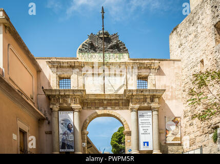 Entrance to the National Archaeological Museum in the Castle district of Cagliari, Sardinia. The Museum is in the historic center of Cagliari Stock Photo