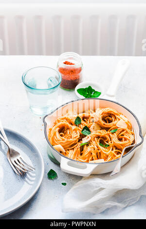 Creamy Sundried Tomatoes Pasta Stock Photo