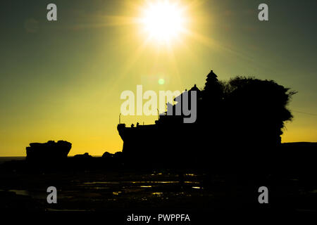 Sunset at Tanah Lot temple, Bali, Indonesia Stock Photo