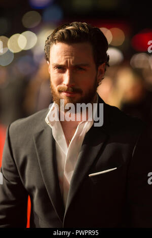 Aaron Taylor Johnson arrives at the European premiere of Outlaw King at Cineworld, Leicester Square for the 62nd BFI London Film Festival. Stock Photo