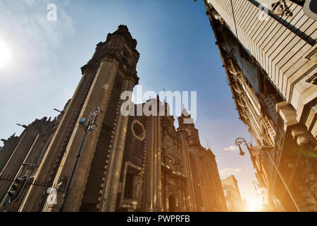 Scenic old churches in Zocalo, Mexico City Stock Photo