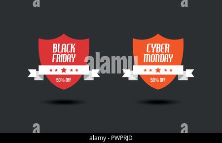 Black Friday & Cyber Monday sale sign design templates Stock Vector