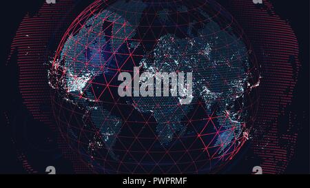 World map of the global communications network, futuristic abstract background template for your design Stock Vector
