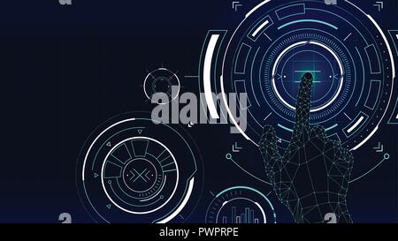 Futuristic vector background, hud technology touch screen interface template for your design Stock Vector