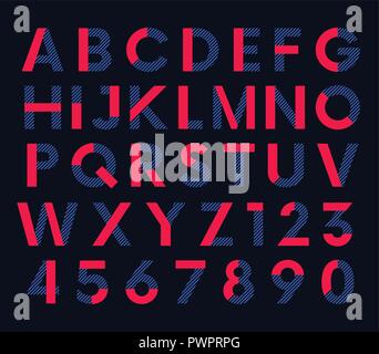 Geometric decorative colored font, vector alphabet template for your design Stock Vector