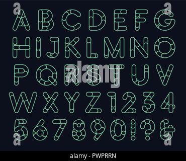 Linear rounded decorative font template for your design Stock Vector