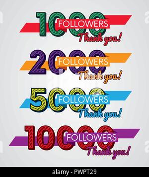 Thank you followers, Image for Social Networks, Vector illustration template for your design Stock Vector