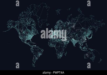 World map abstract internet connection, light urban communications template for your design Stock Vector