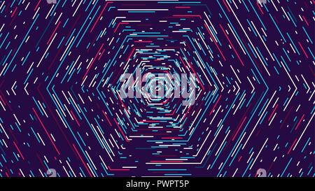 Color hexagonal cyber tunnel, Technological abstract vector background template for your design Stock Vector