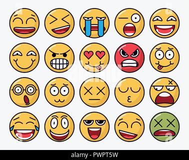 Color set of vector smile of different emotions template for your design Stock Vector