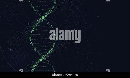 DNA molecule structure, Futuristic Sci-Fi interface, vector background for business presentation Stock Vector