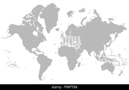Dotted detailed map of the world vector silhouette template for your design Stock Vector