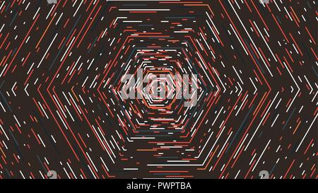 Hexagonal tunnel in retro colors, Abstract vector background template for your design Stock Vector