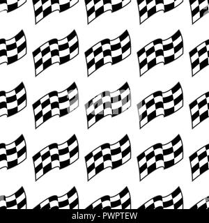 Checkered racing flag, black and white seamless pattern, vector background template for your design Stock Vector