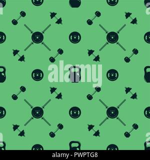 Seamless pattern fitness and sport elements, weights and dumbbells, vector illustration template for your design Stock Vector