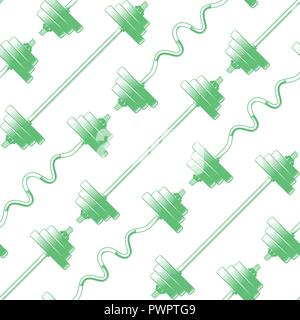 Seamless pattern fitness barbell, sport background, vector illustration template for your design Stock Vector