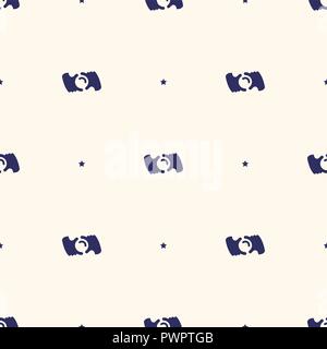 Seamless pattern minimalistic background with stylized photo camera, vector illustration template for your design Stock Vector