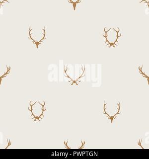 Seamless pattern vector minimalist background with deer antlers template for your design Stock Vector