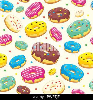 Seamless pattern with bakery and patisserie products, vector illustration for print template for your design Stock Vector
