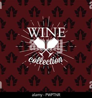 Wine collection logo on seamless pattern, vector illustration template for your logo design Stock Vector