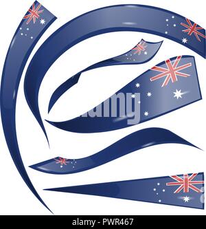 australia flag set isolated on white background Stock Vector