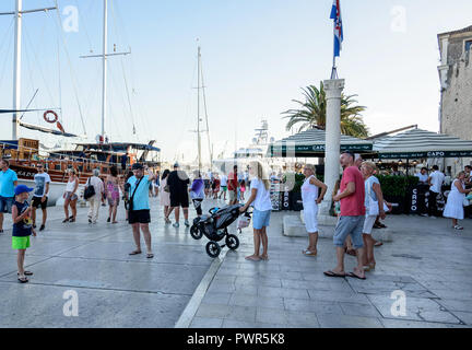 Main seafront promenade in Trogir, Dalmatia, Croatia. Stock Photo