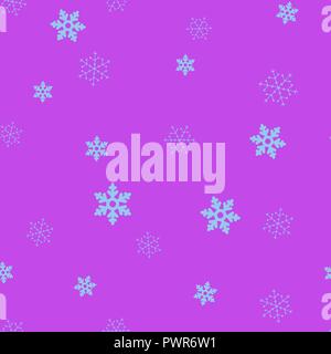 Blue snowflakes seamless pattern. Purple background. Vector illustration. Stock Vector