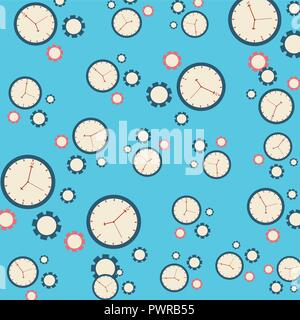 clocks of wall with pinions pattern vector illustration design Stock Vector