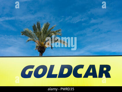 Goldcar car hire office at Barcelona airport. Spain Stock Photo