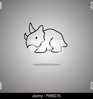 Dinosaur triceratops on a gray background with a gradient.  illustration. Stock Photo