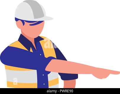 construction worker with safety equipment over white background, vector illustration Stock Vector