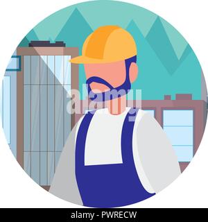 construction worker with safety equipment over white background, vector illustration Stock Vector