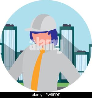 construction worker with safety equipment over white background, vector illustration Stock Vector