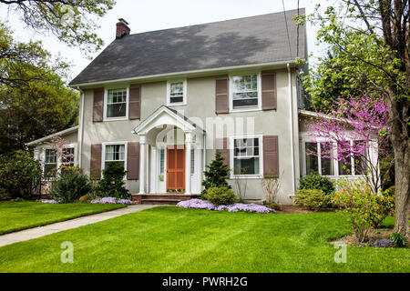 Stately colonial style two-story home in the northeast, USA Stock Photo