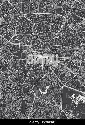 Bucharest outline map. Vector map of Bucharest city area within its ...