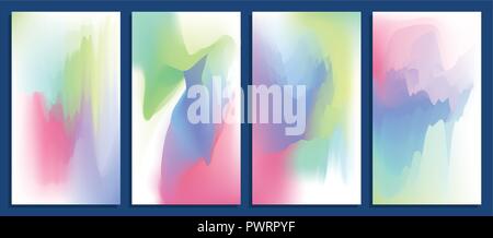 Colorful abstract vibrant blurred holographic gradients vector backgrounds set template for your design Stock Vector