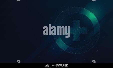Hi-tech background with pharmacy icon, innovative technologies in medicine futuristic presentation image Stock Vector