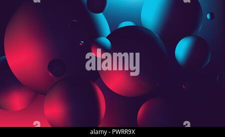 Red blue neon light with a reflection on sphere, gradient vector illustration template for your design Stock Vector