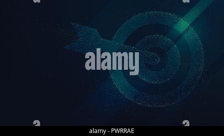 Target hit in center by arrows, future technology business vector background futuristic presentation image Stock Vector