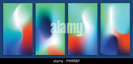 Vivid blurred holographic gradient backgrounds, vector colorful posters template for your design Stock Vector