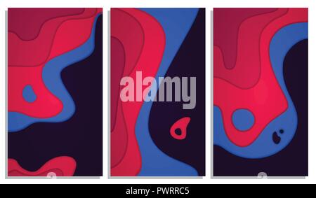 Abstract colorful layered paper art vector illustration set template for your design Stock Vector