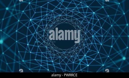 Abstract vector polygonal background with connected lines and dots forming a circle for business presentation Stock Vector
