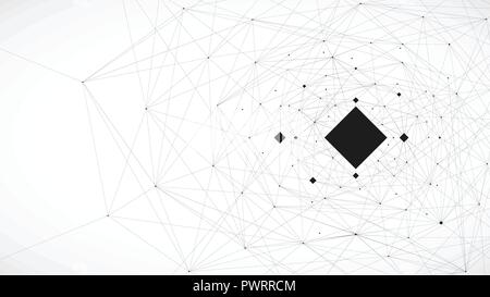 Black and White background, lines and connection vector illustration template for your design Stock Vector