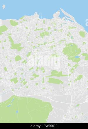 Detailed vector color map of Edinburgh detailed plan of the city, rivers and streets Stock Vector